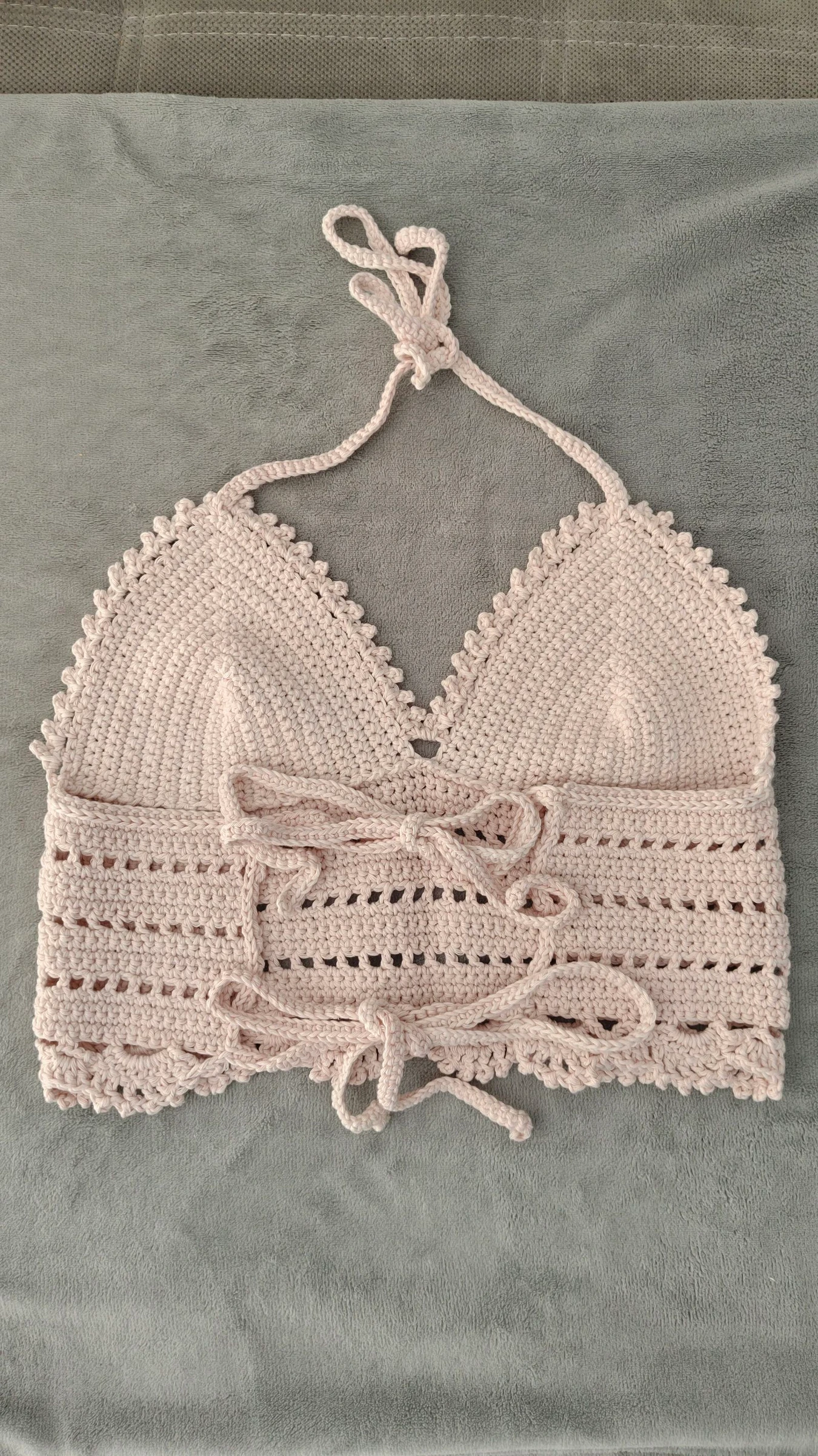 Top cropped em crochê boêmio rosa pó – Tamanho P /36 – photo 3